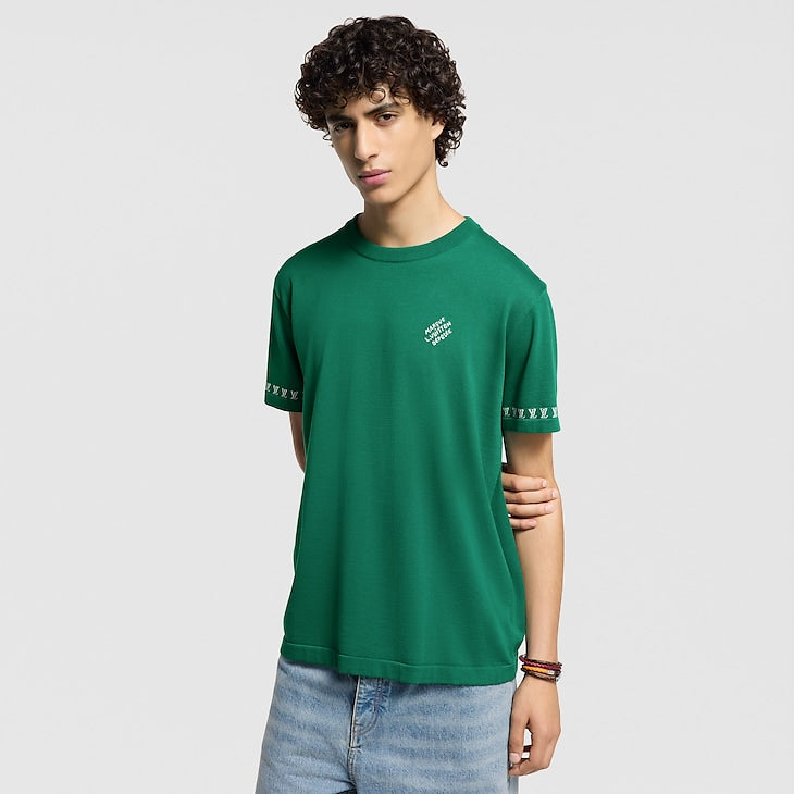 Louis Vuitton Kurzarm-Rundhalspullover aus Baumwolle Borneo Grün
